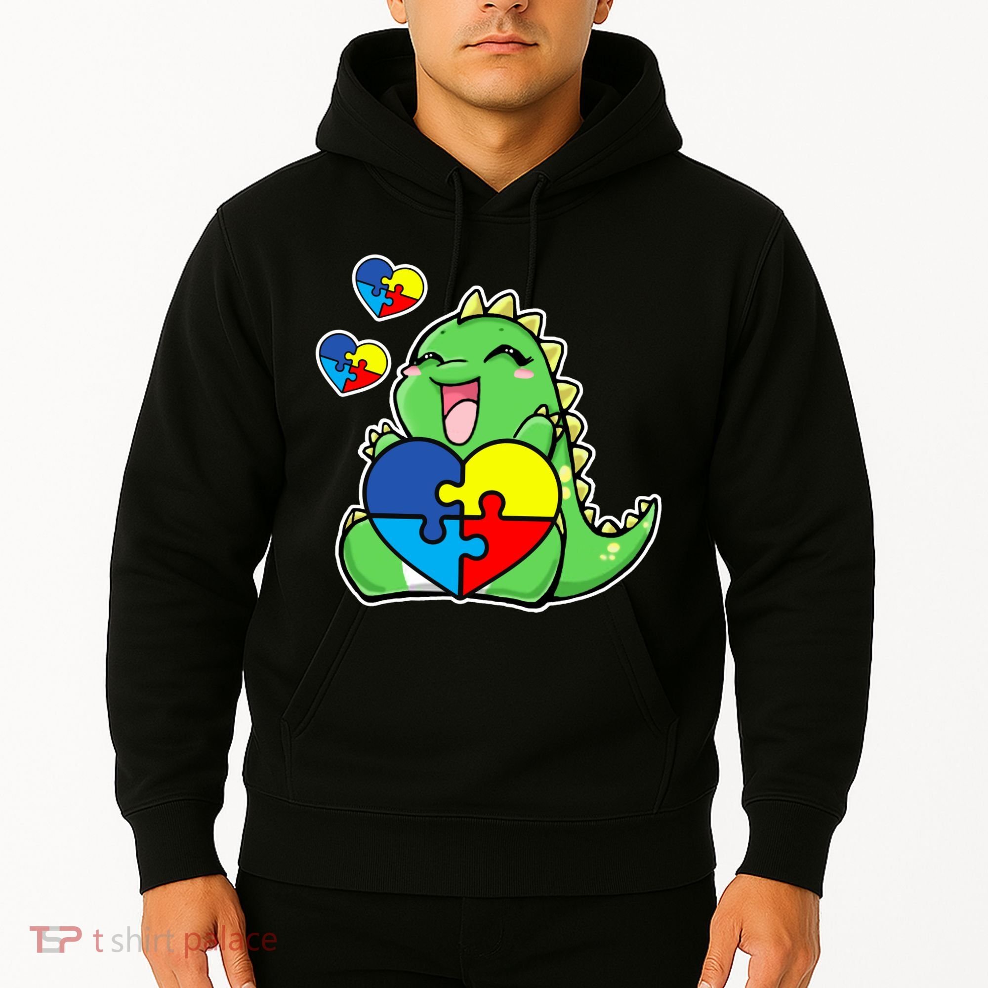 Autism Awareness Cute Dinosaur Puzzle Piece Hoodie
