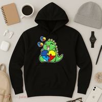 Autism Awareness Cute Dinosaur Puzzle Piece Hoodie thumb 3