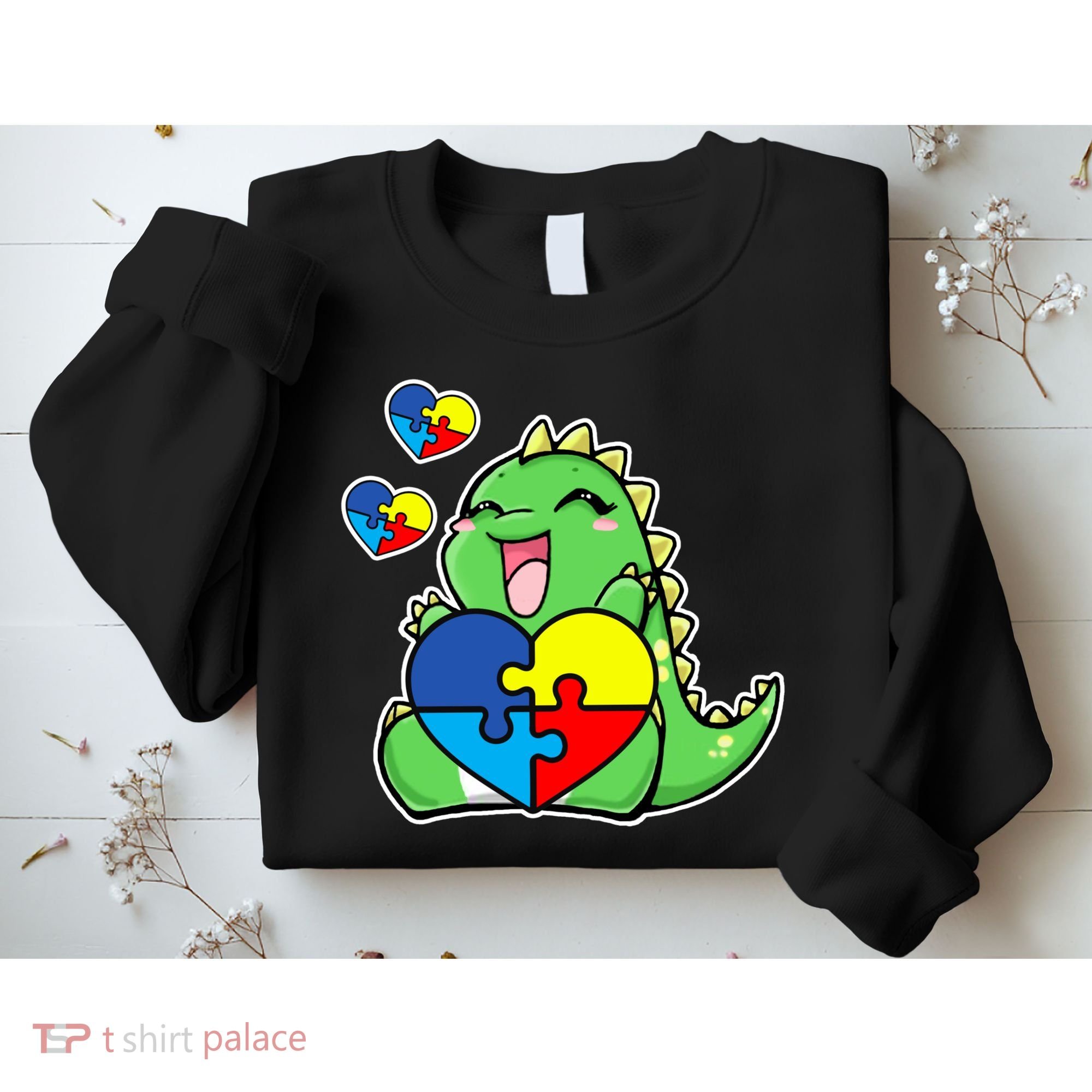 Autism Awareness Cute Dinosaur Puzzle Piece Sweatshirt