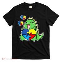 Autism Awareness Cute Dinosaur Puzzle Piece T-Shirt thumb 0