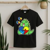 Autism Awareness Cute Dinosaur Puzzle Piece T-Shirt thumb 2