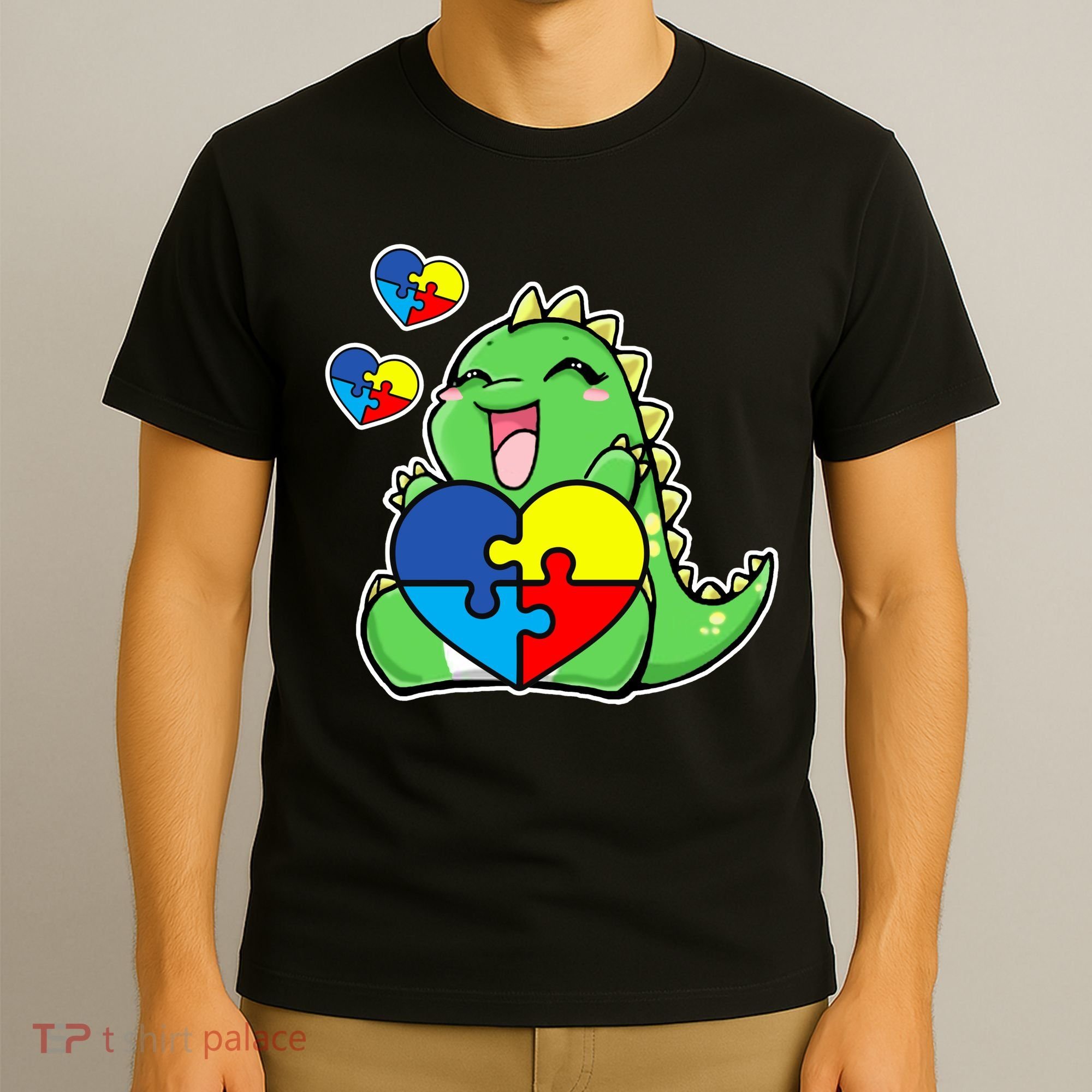 Autism Awareness Cute Dinosaur Puzzle Piece T-Shirt