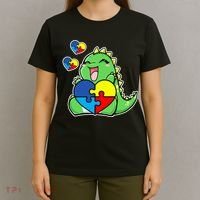 Autism Awareness Cute Dinosaur Puzzle Piece T-Shirt thumb 4