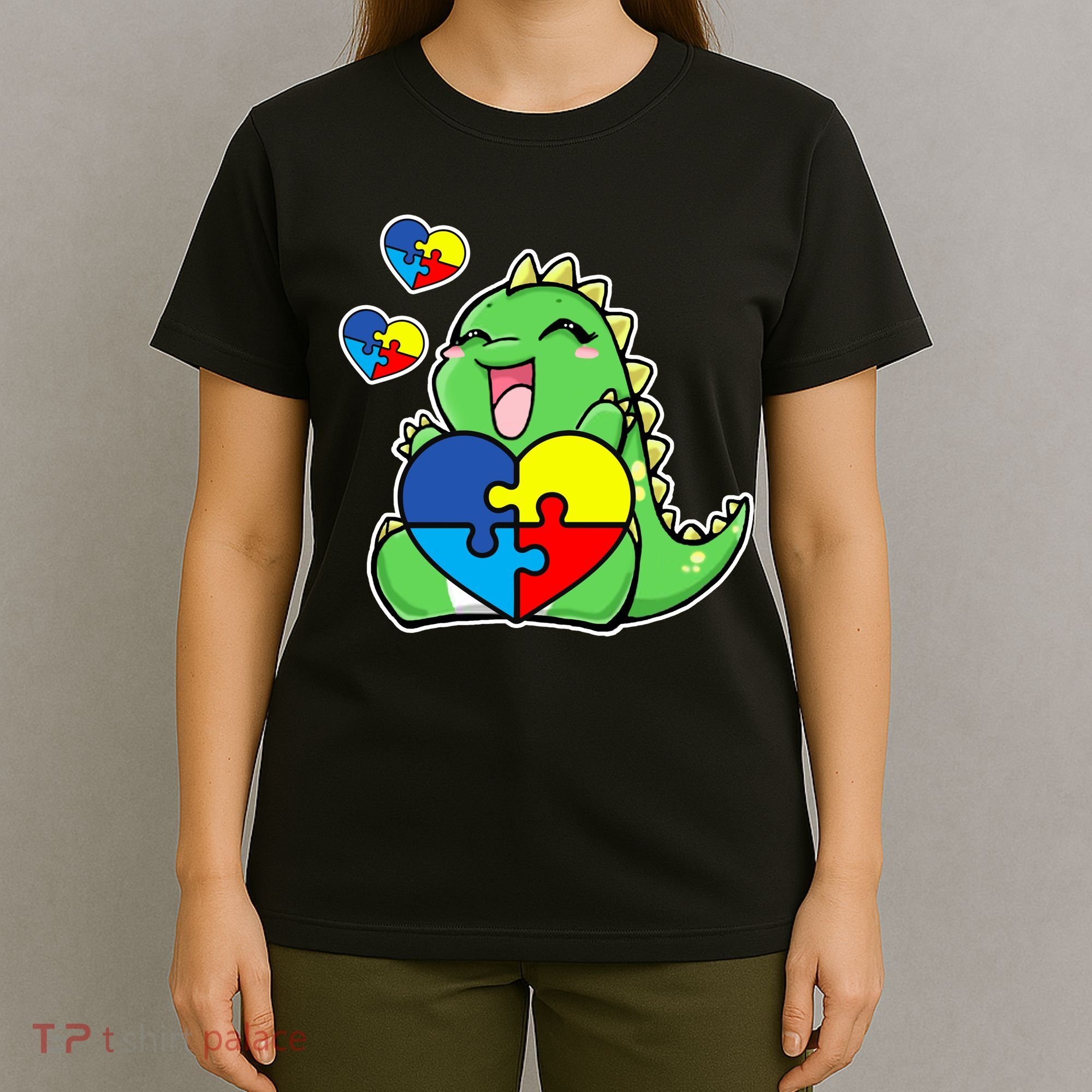 Autism Awareness Cute Dinosaur Puzzle Piece T-Shirt