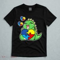 Autism Awareness Cute Dinosaur Puzzle Piece T-Shirt thumb 5