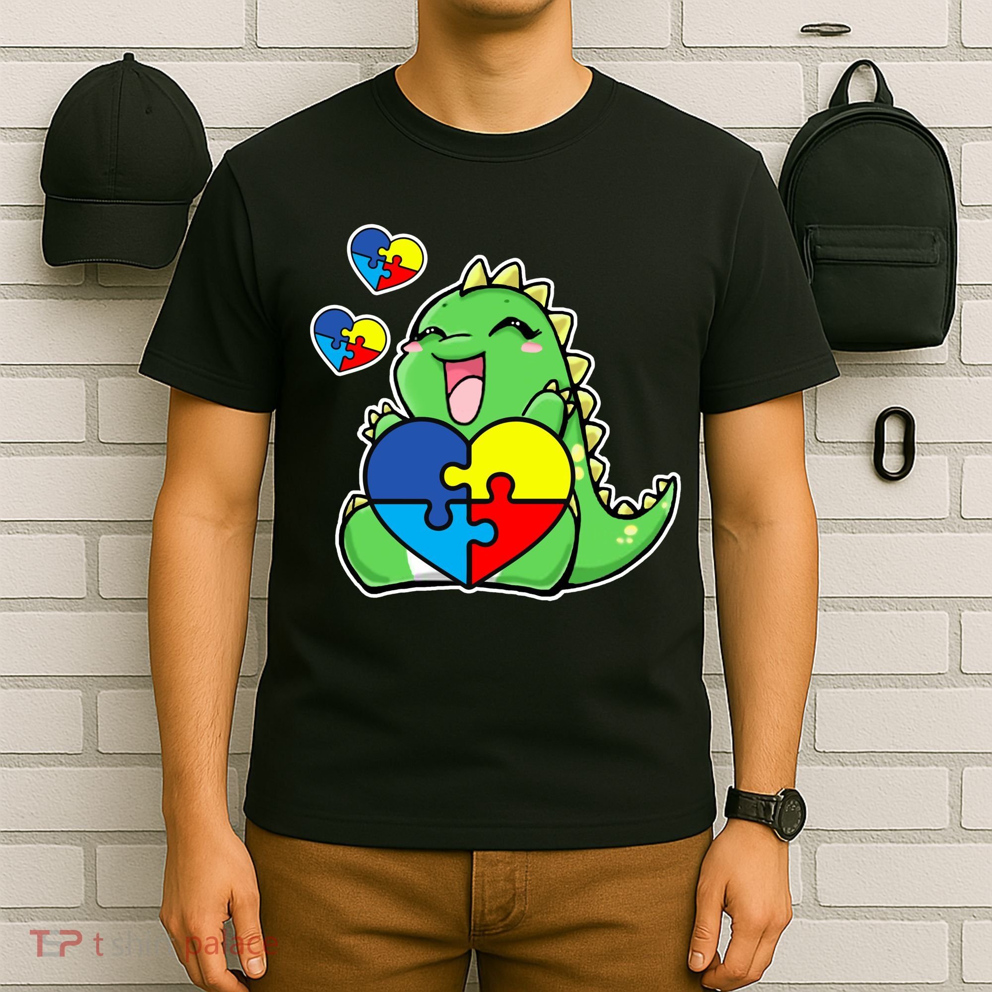 Autism Awareness Cute Dinosaur Puzzle Piece T-Shirt