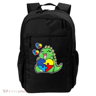 Autism Awareness Cute Dinosaur Puzzle Piece Backpack