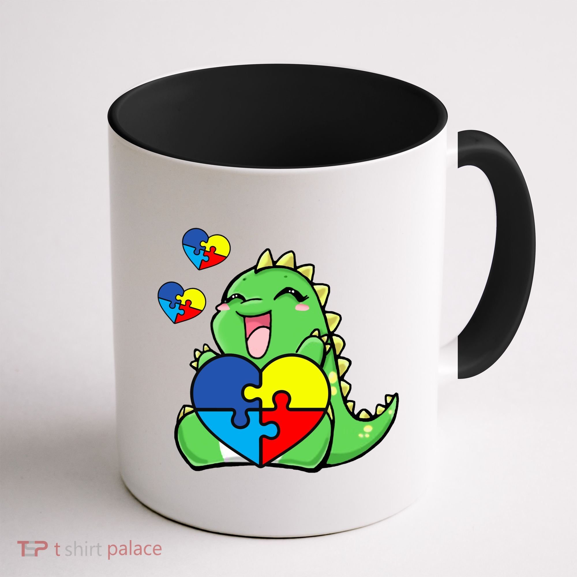 Autism Awareness Cute Dinosaur Puzzle Piece Coffee Mug