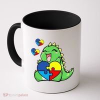 Autism Awareness Cute Dinosaur Puzzle Piece Coffee Mug thumb 0