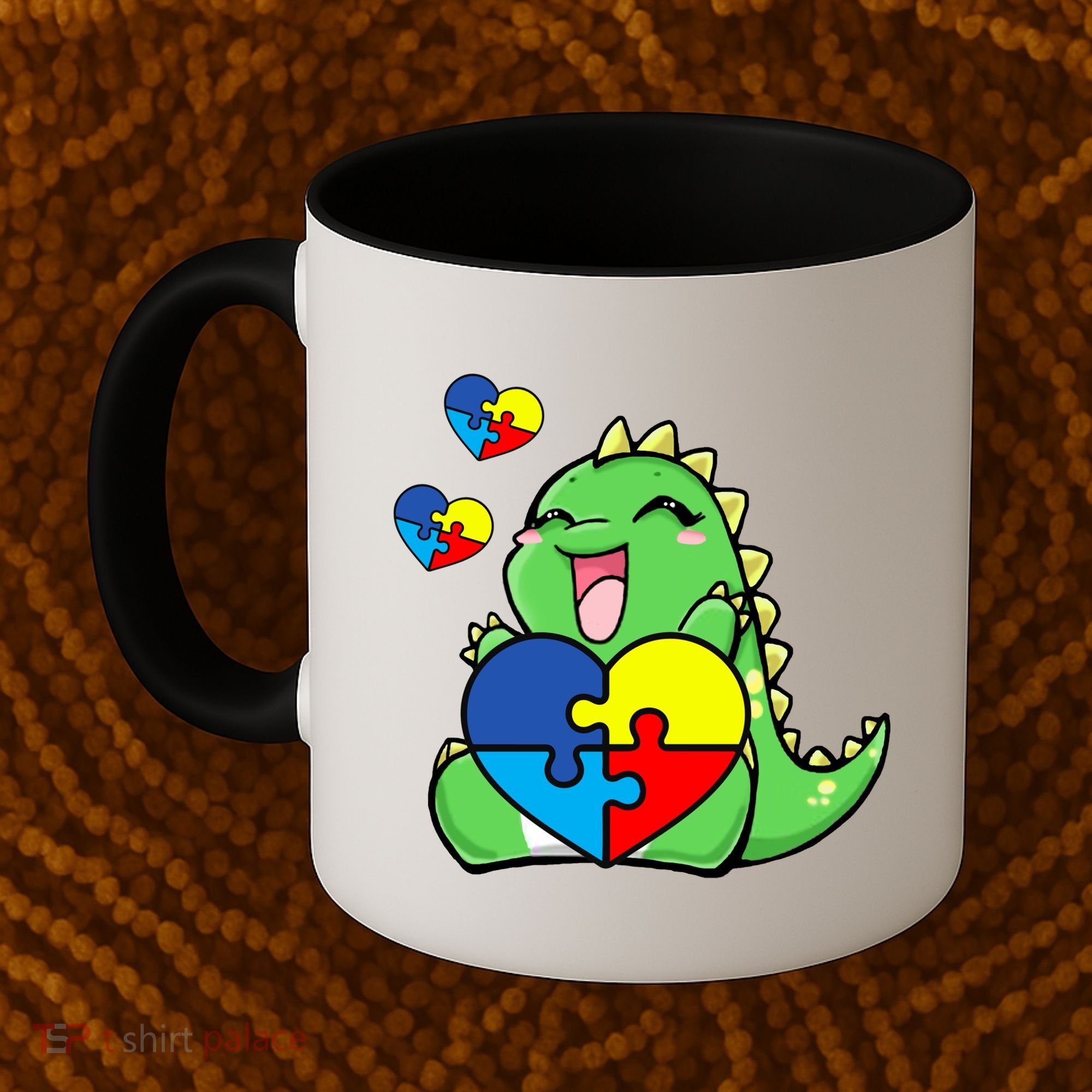 Autism Awareness Cute Dinosaur Puzzle Piece Coffee Mug