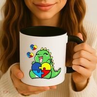 Autism Awareness Cute Dinosaur Puzzle Piece Coffee Mug thumb 3