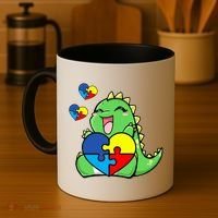 Autism Awareness Cute Dinosaur Puzzle Piece Coffee Mug thumb 4
