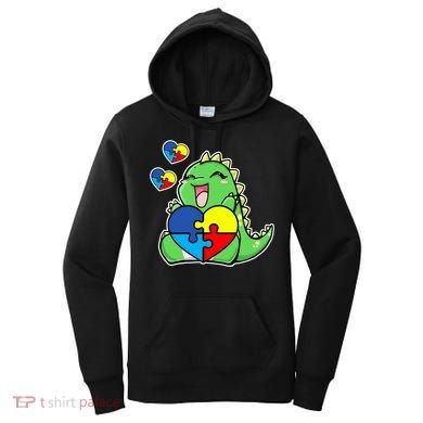Autism Awareness Cute Dinosaur Puzzle Piece Women's Hoodie