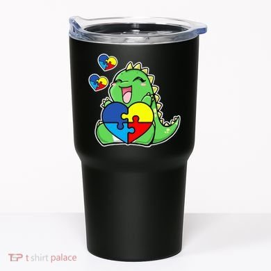 Autism Awareness Cute Dinosaur Puzzle Piece Tumbler