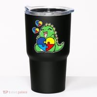 Autism Awareness Cute Dinosaur Puzzle Piece Tumbler thumb 0