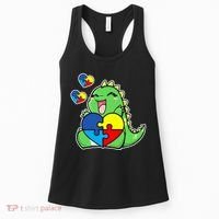 Autism Awareness Cute Dinosaur Puzzle Piece Women's Tank Top thumb 0
