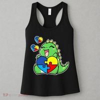 Autism Awareness Cute Dinosaur Puzzle Piece Women's Tank Top thumb 3