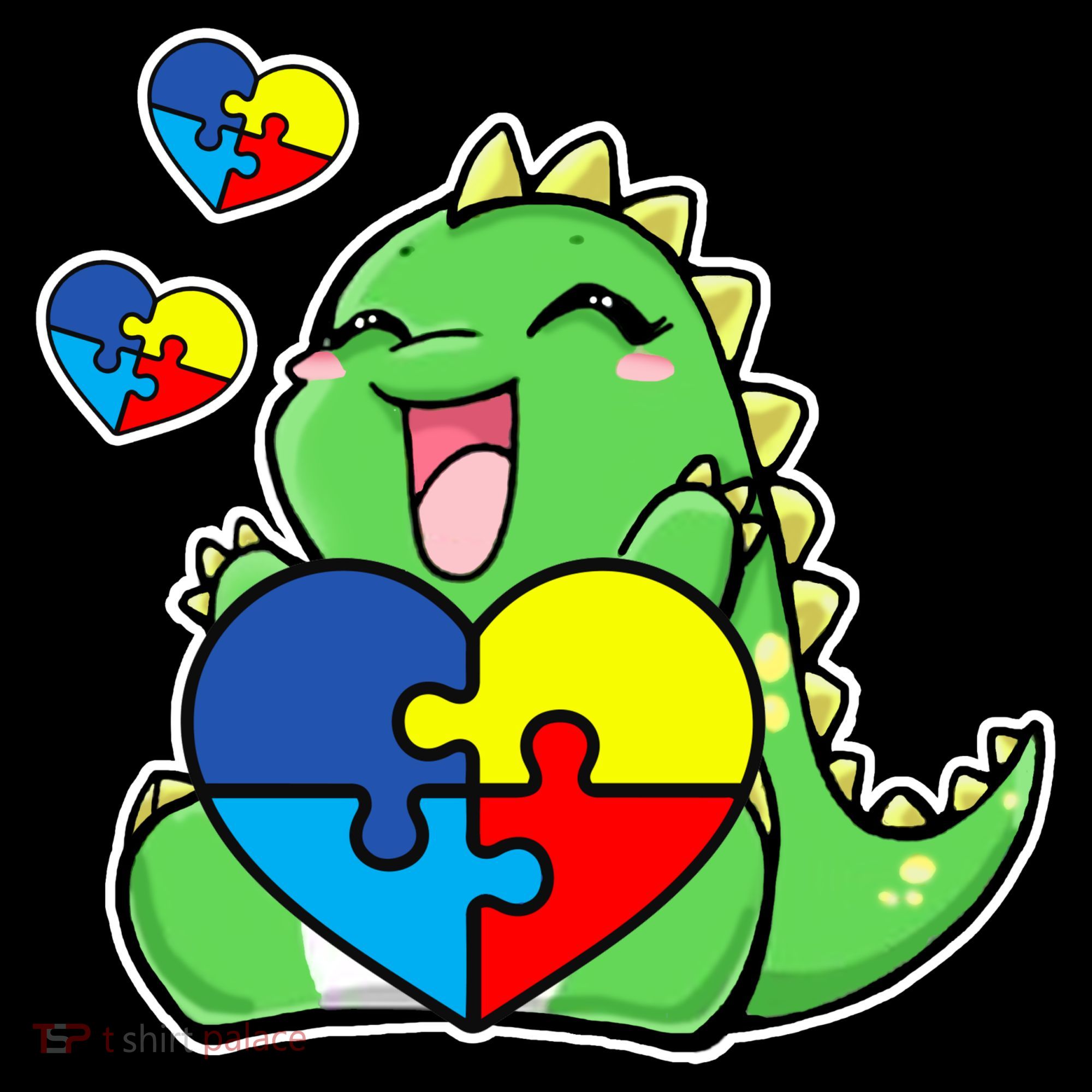 Autism Awareness Cute Dinosaur Puzzle Piece Baby Bodysuit