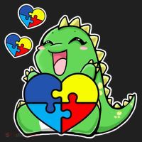 Autism Awareness Cute Dinosaur Puzzle Piece Hat thumb 2