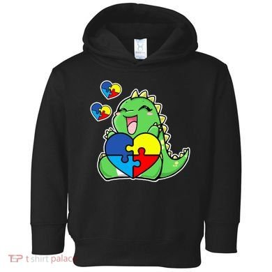 Autism Awareness Cute Dinosaur Puzzle Piece Toddler Hoodie