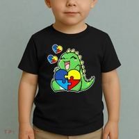 Autism Awareness Cute Dinosaur Puzzle Piece Toddler T-Shirt thumb 2