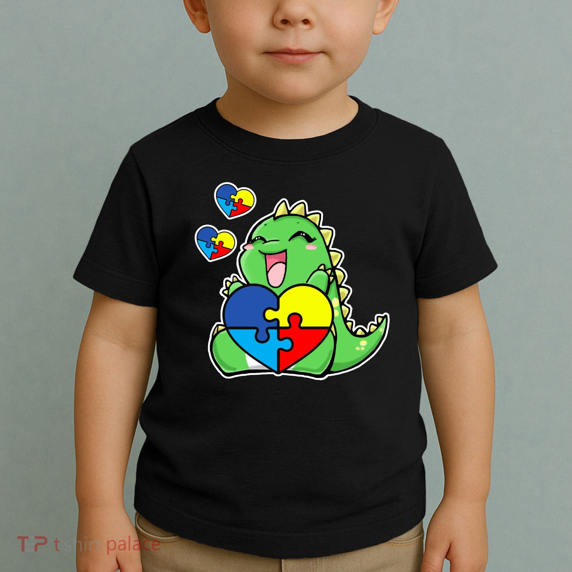 Autism Awareness Cute Dinosaur Puzzle Piece Toddler T-Shirt