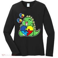 Autism Awareness Cute Dinosaur Puzzle Piece Women's Long Sleeve Shirt thumb 0