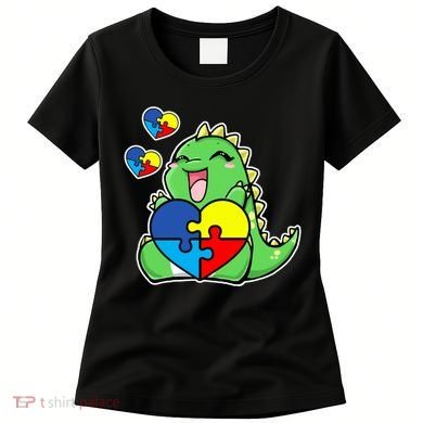 Autism Awareness Cute Dinosaur Puzzle Piece Women's T-Shirt