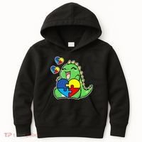 Autism Awareness Cute Dinosaur Puzzle Piece Kids Hoodie thumb 0