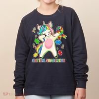 Autism Awareness Dabbing Unicorn Women's Sweatshirt thumb 0