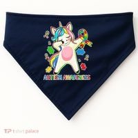 Autism Awareness Dabbing Unicorn USA-Made Doggie Bandana thumb 0