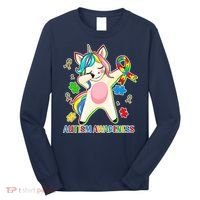 Autism Awareness Dabbing Unicorn Long Sleeve Shirt thumb 0