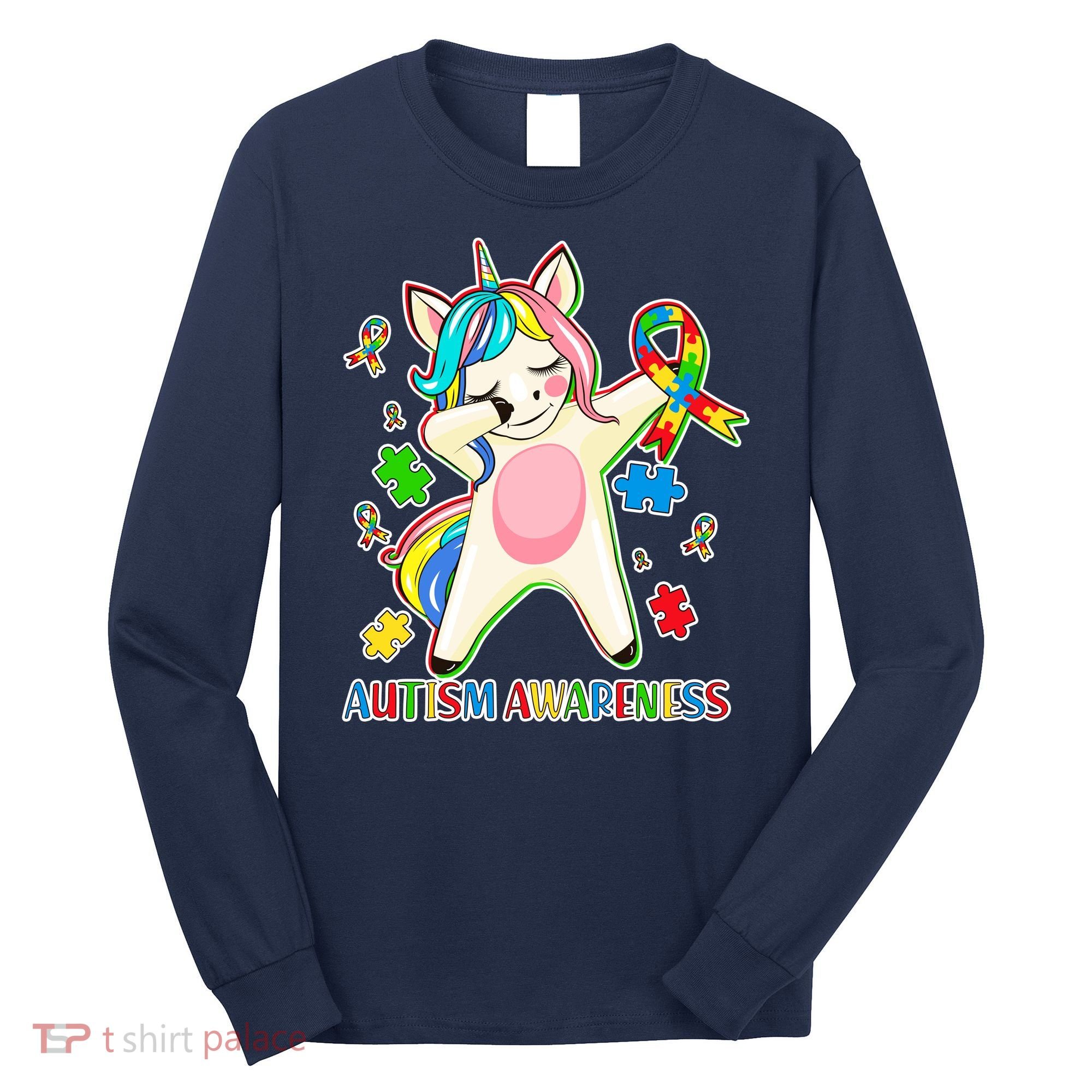 Autism Awareness Dabbing Unicorn Long Sleeve Shirt