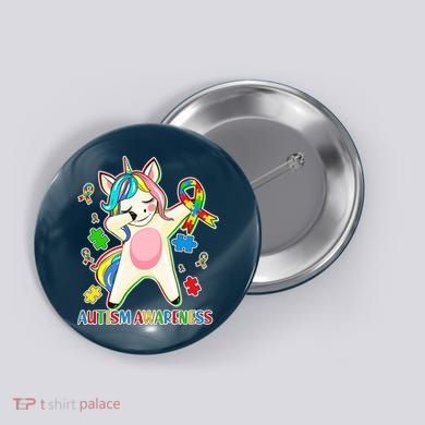 Autism Awareness Dabbing Unicorn Button