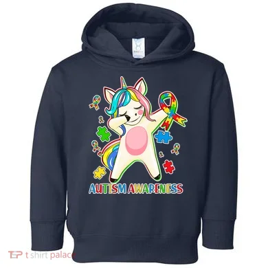 Autism Awareness Dabbing Unicorn Toddler Hoodie