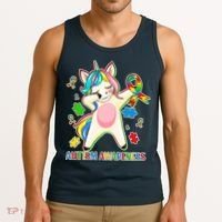 Autism Awareness Dabbing Unicorn Tank Top thumb 3