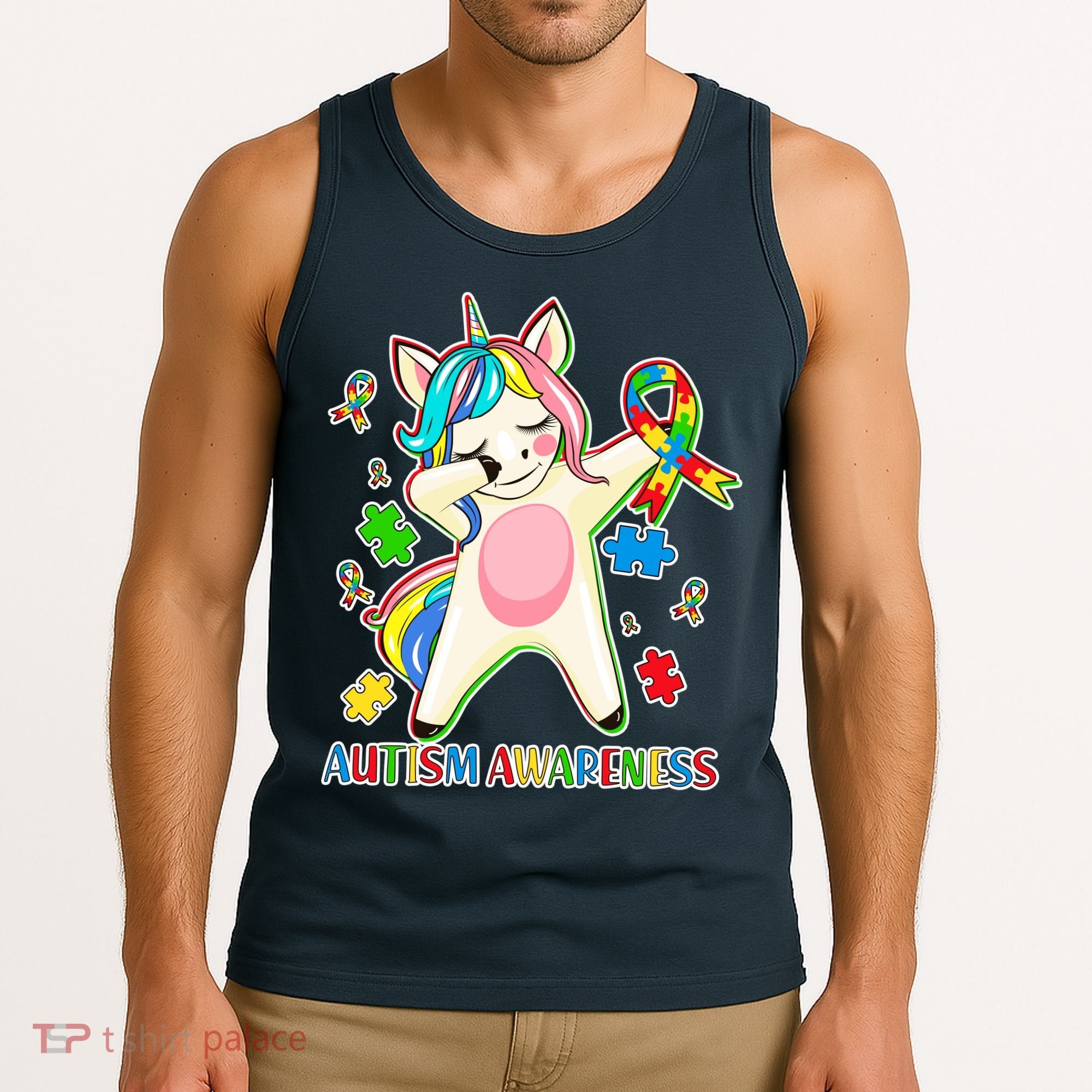 Autism Awareness Dabbing Unicorn Tank Top