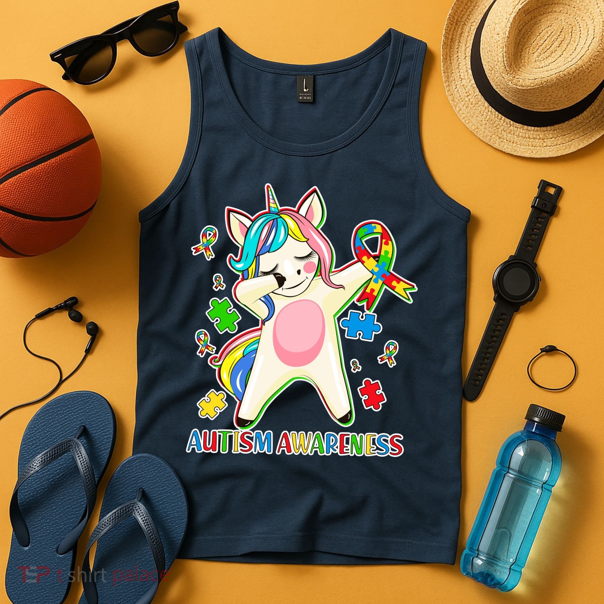 Autism Awareness Dabbing Unicorn Tank Top