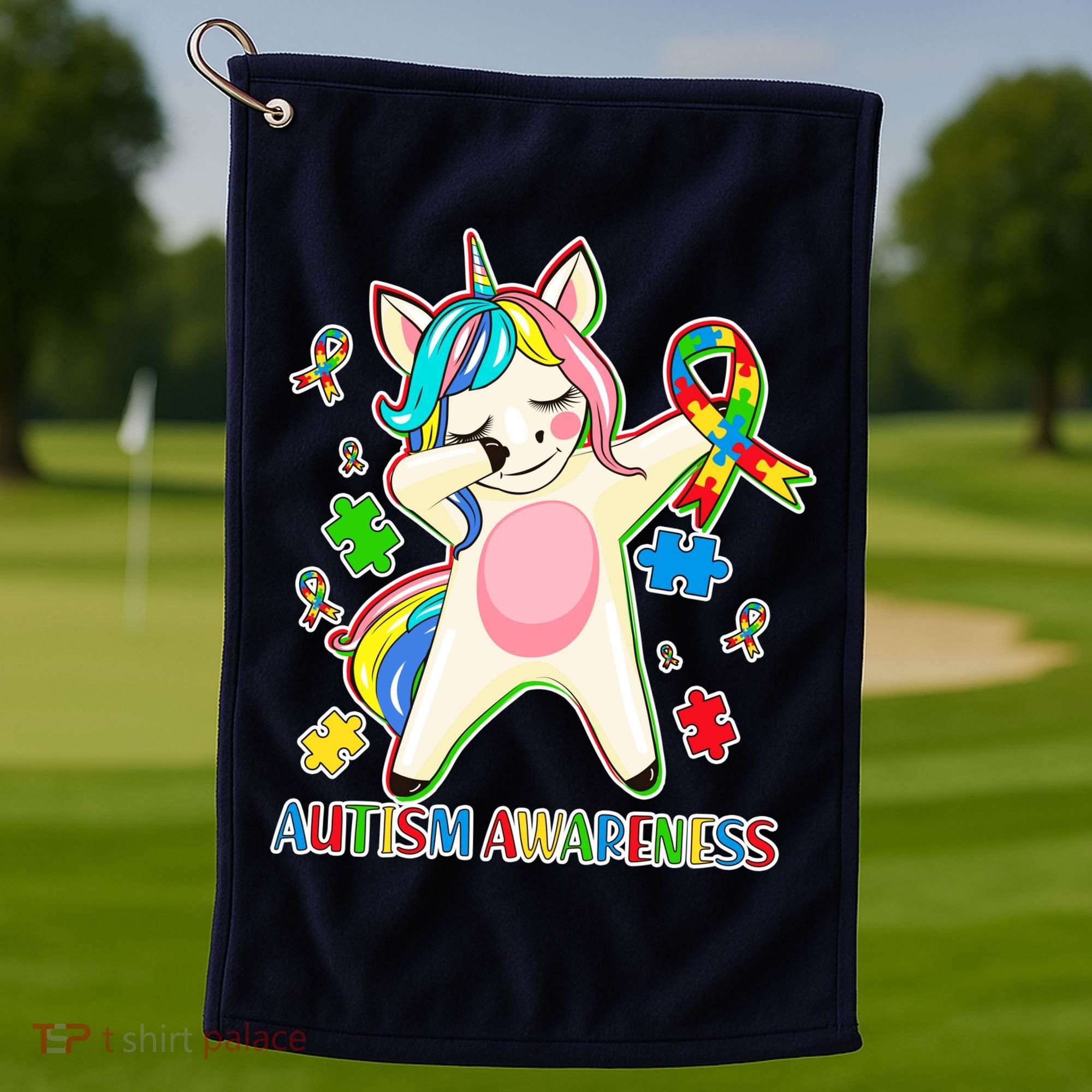 Autism Awareness Dabbing Unicorn Golf Towel