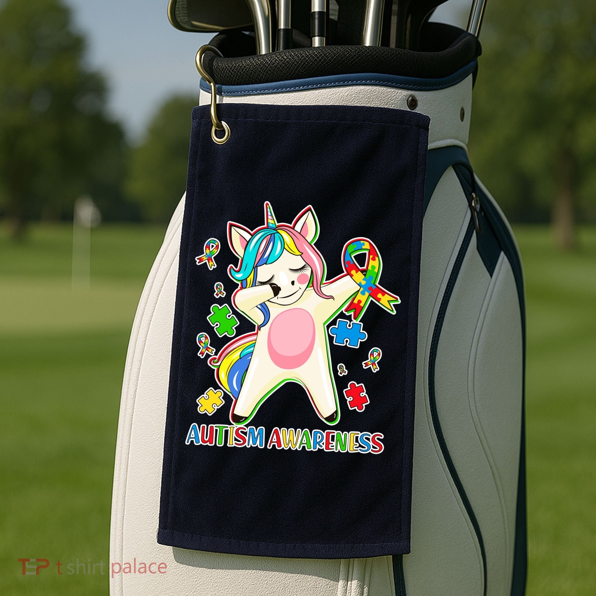Autism Awareness Dabbing Unicorn Golf Towel