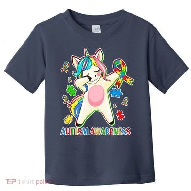 Autism Awareness Dabbing Unicorn Toddler T-Shirt