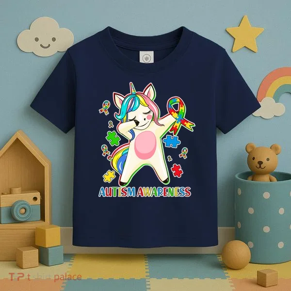 Autism Awareness Dabbing Unicorn Toddler T-Shirt