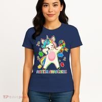 Autism Awareness Dabbing Unicorn Women's T-Shirt thumb 4