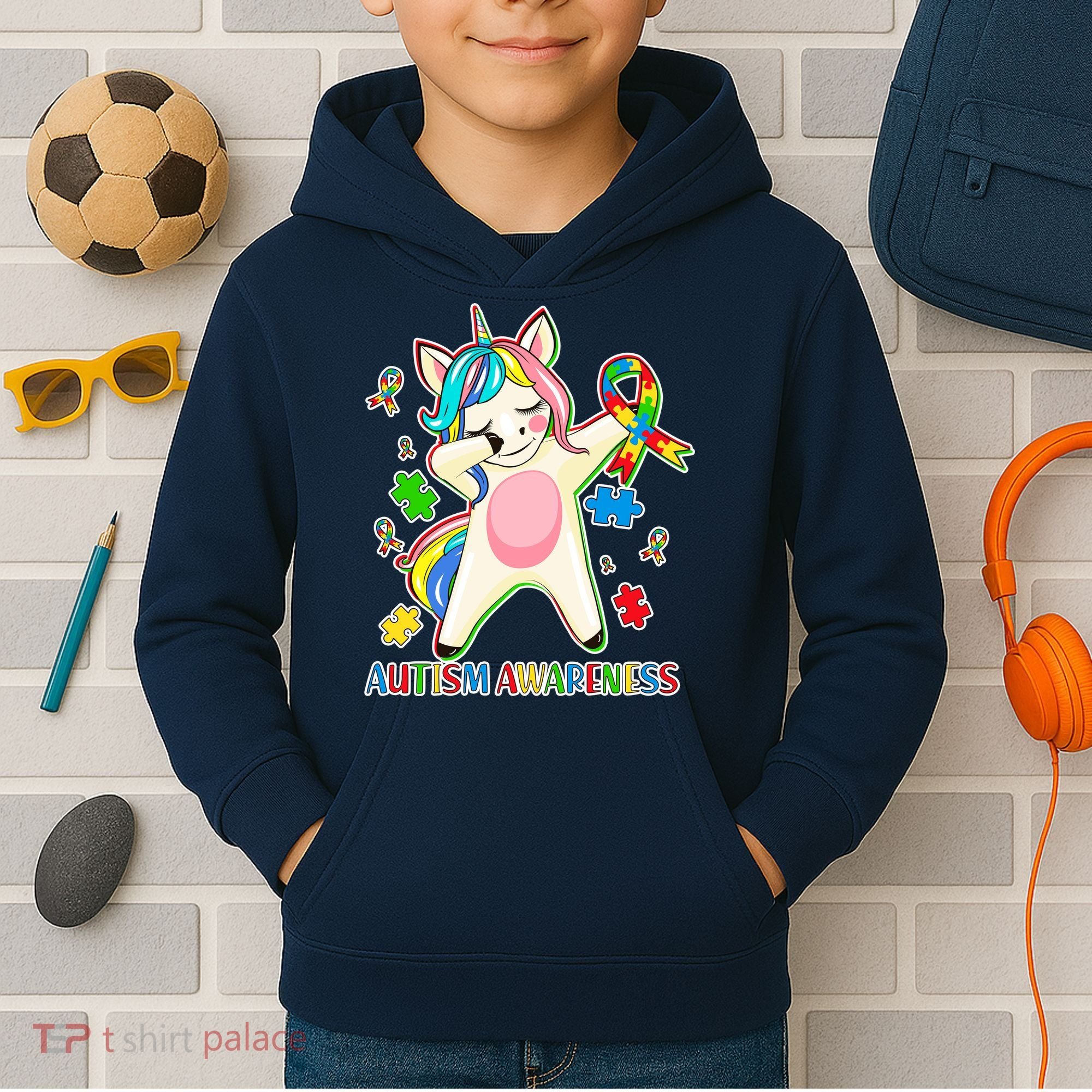 Autism Awareness Dabbing Unicorn Kids Hoodie