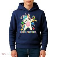 Autism Awareness Dabbing Unicorn Kids Hoodie thumb 4