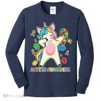 Autism Awareness Dabbing Unicorn Kids Long Sleeve Shirt thumb 0