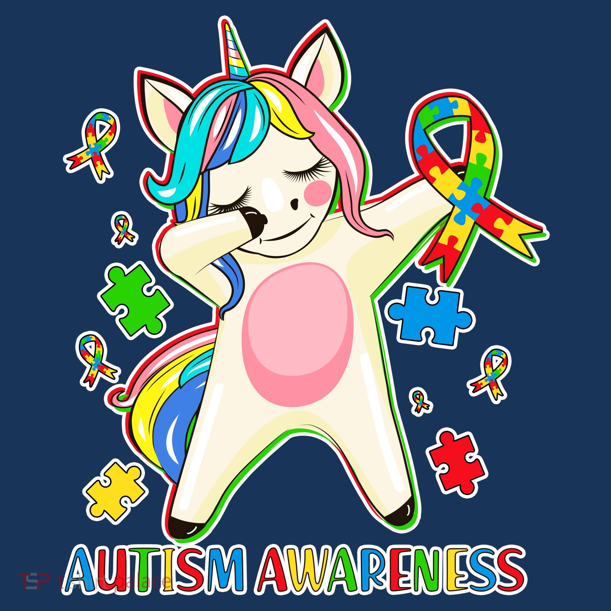 Autism Awareness Dabbing Unicorn Kids T-Shirt