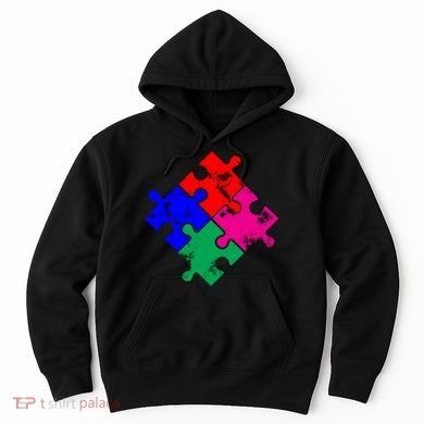 Autism Awareness Distressed Puzzle Pieces  Hoodie