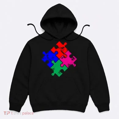 Autism Awareness Distressed Puzzle Pieces Hoodie