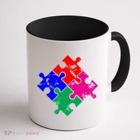 Autism Awareness Distressed Puzzle Pieces  Coffee Mug thumb 1